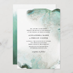 Ombre Watercolor Wedding Invitation Suite   GREEN