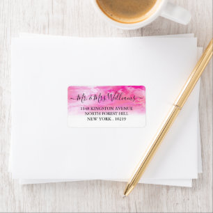 Ombre Watercolor Wedding Labels - Pink