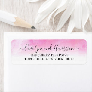Ombre Watercolor Wedding Labels - Pink