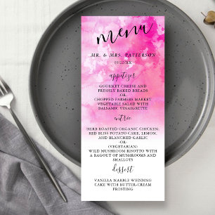 Ombre Watercolor Wedding Menu Cards - Pink