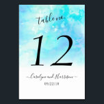 Ombre Watercolor Wedding Table Number Cards - Blue<br><div class="desc">Celebrate in style with these trendy wedding table number cards. This design is easy to personalise with your special event wording and your guests will be thrilled when they see these fabulous table numbers. *** HOW TO ORDER *** Please customise and add each table number card to your cart, one...</div>