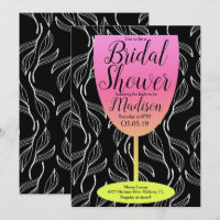 Ombre Wine Glass Botannical Leaves Bridal Shower