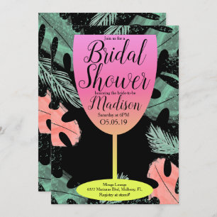Ombre Wine Glass Tropical Bridal Shower Invitation