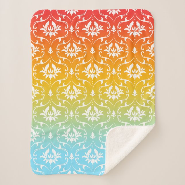 Ombre With Damask Sherpa Blanket (Front)