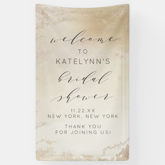 Ombre Yellow Gold Frosted Bridal Shower Welcome Banner (Vertical)
