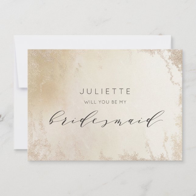 Ombre Yellow Gold Frosted Bridesmaid Proposal Card (Front)