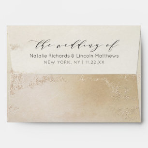 Ombre Yellow Gold Frosted Foil Monogram Wedding Envelope