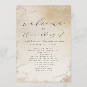 Ombre Yellow Gold Frosted Foil Wedding Ceremony Programme