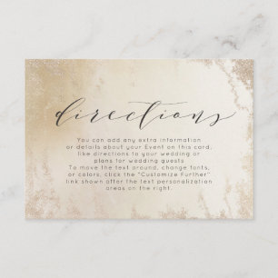 Ombre Yellow Gold Frosted Foil Wedding Directions Enclosure Card