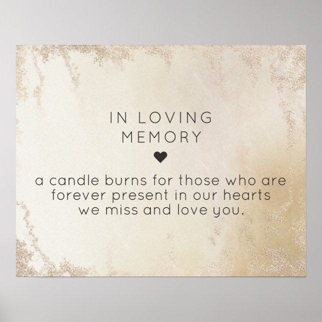 Ombre Yellow Gold Frosted In Loving Memory Sign (Front)