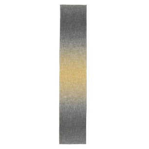 Ombre Yellow Grey Modern Crosshatch Abstract Medium Table Runner