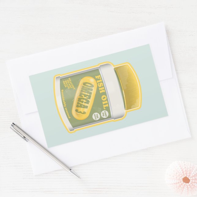 Omega 3 fish oil rectangular sticker (Envelope)