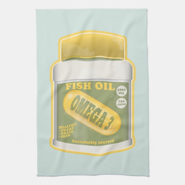 Omega 3 fish oil tea towel (Vertical)