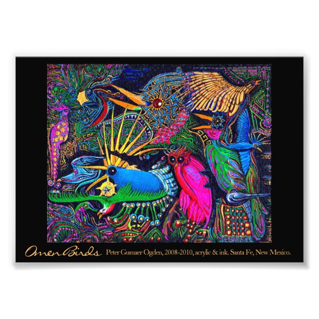 Omen Birds Postmodern Colourful Santa Fe Outsider Photo Print (Front)