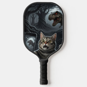 OMG A Dinosaur! Funny Cat Selfie with T-Rex Pickleball Paddle