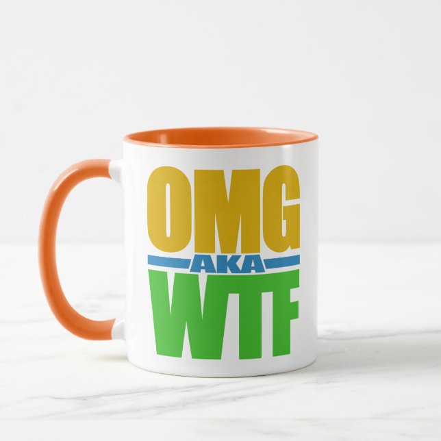 OMG aka WTF custom name mugs (Left)