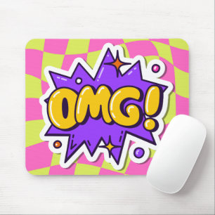 OMG Cool pop art Colourful chequered Purple Pink Mouse Pad