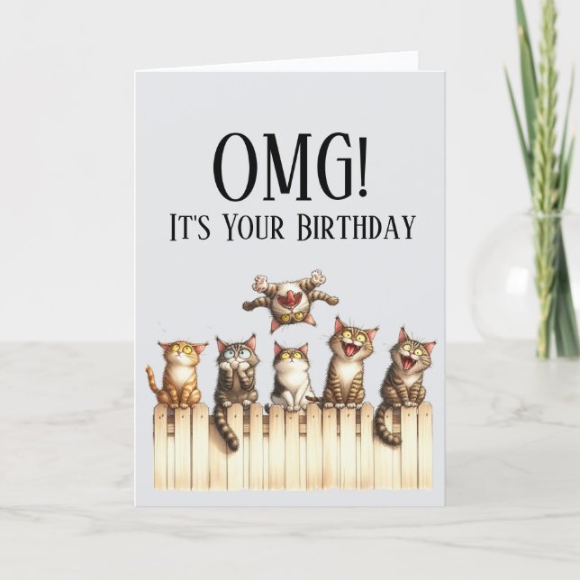 OMG Cute Cat Theme Birthday Card (Front)