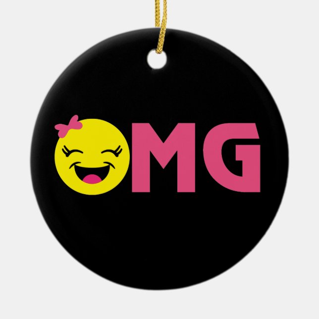 OMG Emoji Cutie Ceramic Tree Decoration (Front)