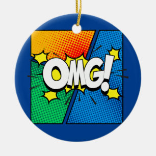 OMG Funny Comic Book Collector Graphic Ceramic Tree Decoration