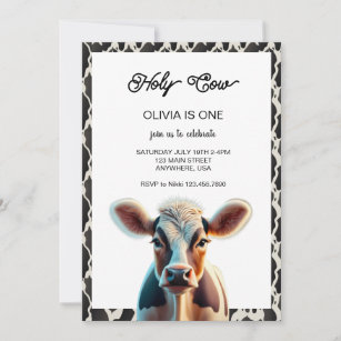 OMG I’m a Cow Girl 1st Birthday Invitation