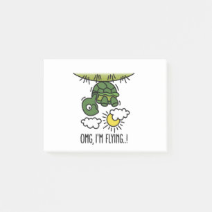 OMG, I’m flying optimistic positive turtle cartoon Post-it Notes