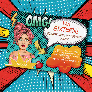 OMG! I'm... teen kids birthday Invitation