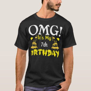 Omg It's My 7th Birthday Girl  7 Years Old Birthda T-Shirt