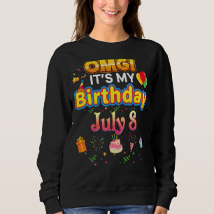 Omg It's My Birthday July 8th Vintage 8 Happy Kid Sweatshirt