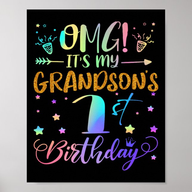 Omg Its My Grandsons 1st Birthday Sweet 1 Years Ol Poster (Front)