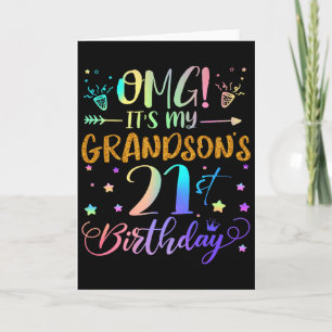 Omg Its My Grandsons 21st Birthday Sweet 21 Years  Card