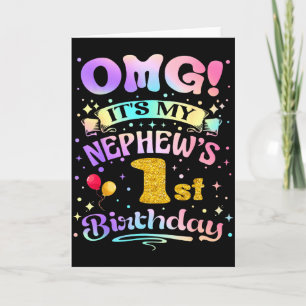 Omg Its My Nephews 1st Birthday Happy 1 Years Old  Card