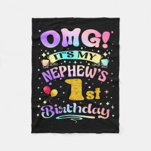 Omg Its My Nephews 1st Birthday Happy 1 Years Old Fleece Blanket