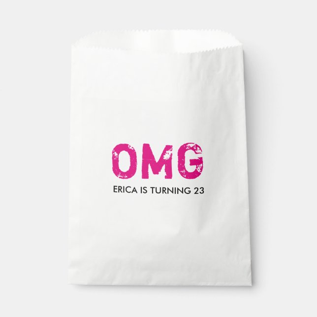 OMG It's Your Birthday Treat Favour Bag - Hot Pink (Front)