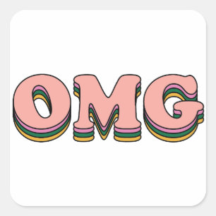 OMG Layered Text Square Sticker