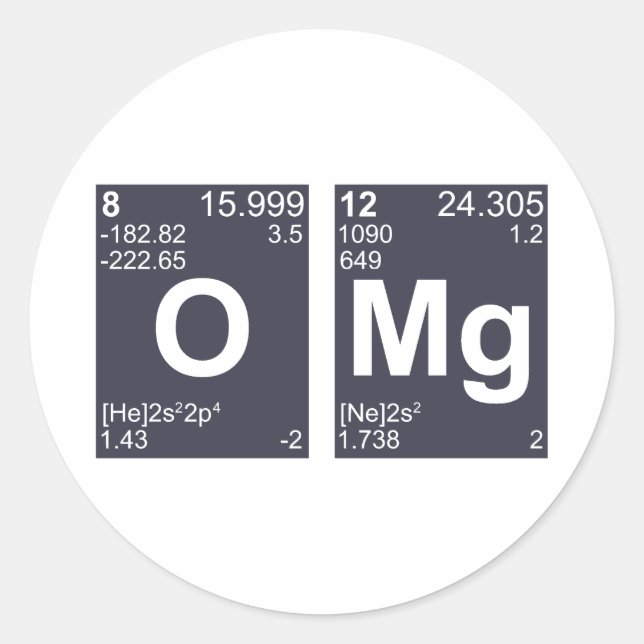 OMG Oh My God Periodic Table Elements Classic Round Sticker (Front)