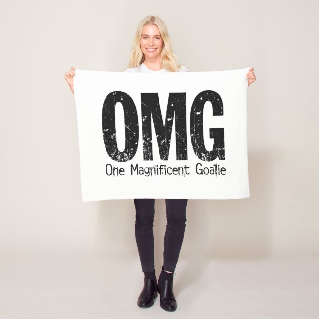OMG: One Magnificent Goalie (Hockey) Fleece Blanke Blanket (In Situ)