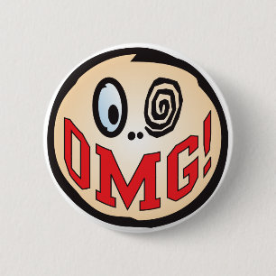 OMG Text Head 6 Cm Round Badge