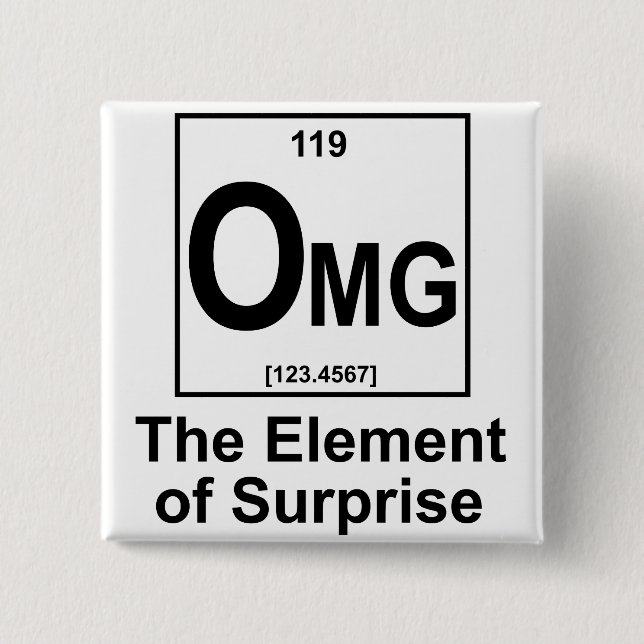 OMG The Element os Surprise 15 Cm Square Badge (Front)