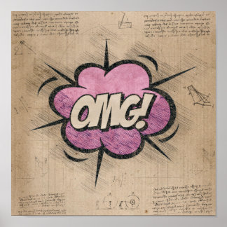 OMG! Vintage Comic Book Steampunk Pop Art Poster