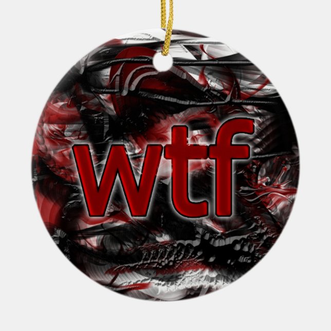 OMG! wtf Ceramic Tree Decoration (Front)
