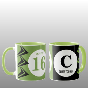 OMG you're 16 monogram name green and black Mug