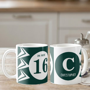OMG you're 16 monogram name green and white Coffee Mug
