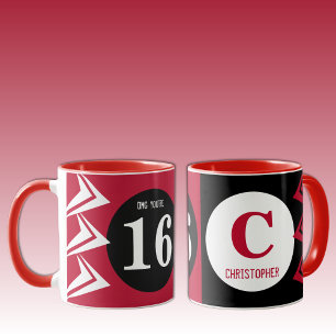 OMG you're 16 monogram name red and black Mug