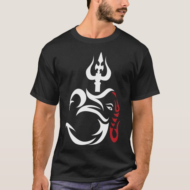 OMGanesha And Lord Shiva Divine Trident Trishul T-Shirt (Front)