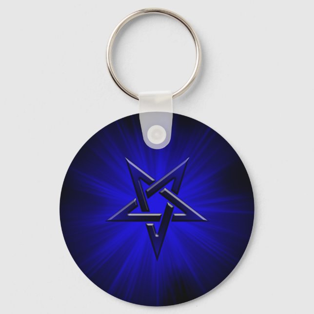 Ominous Blue Inverted Pentagram Key Ring (Front)