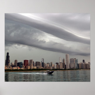 Ominous Chicago Skyline Poster