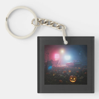 Ominous Halloween Night Key Ring