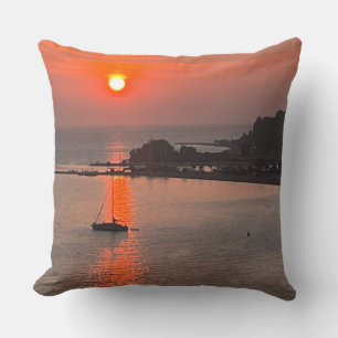Omis Croatia Sunset Orange Sky Cushion