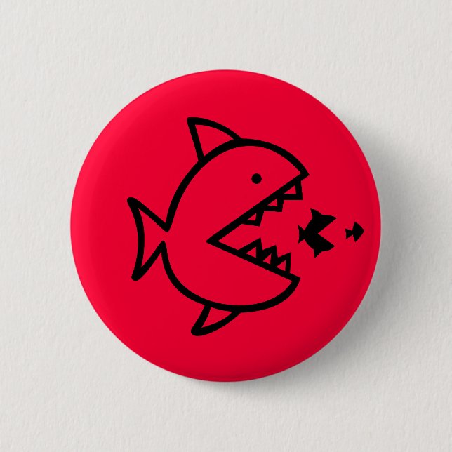 Omm nom nom button: bloodyfish 6 cm round badge (Front)